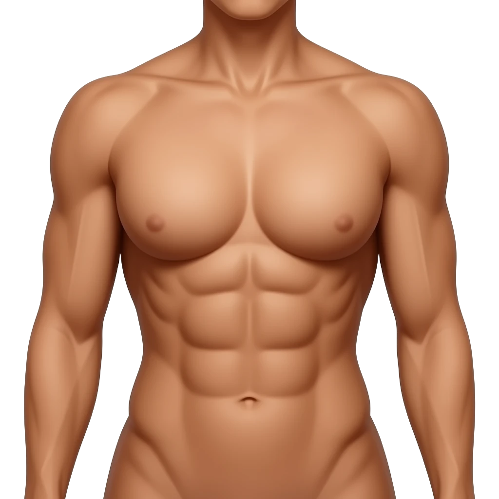 hard strong womans abs, tan skin, nude, naked emoji