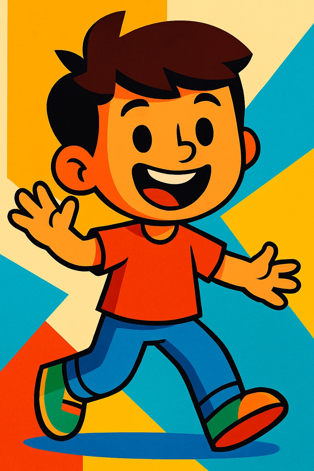 happy boy, vibrant cartoon style emoji