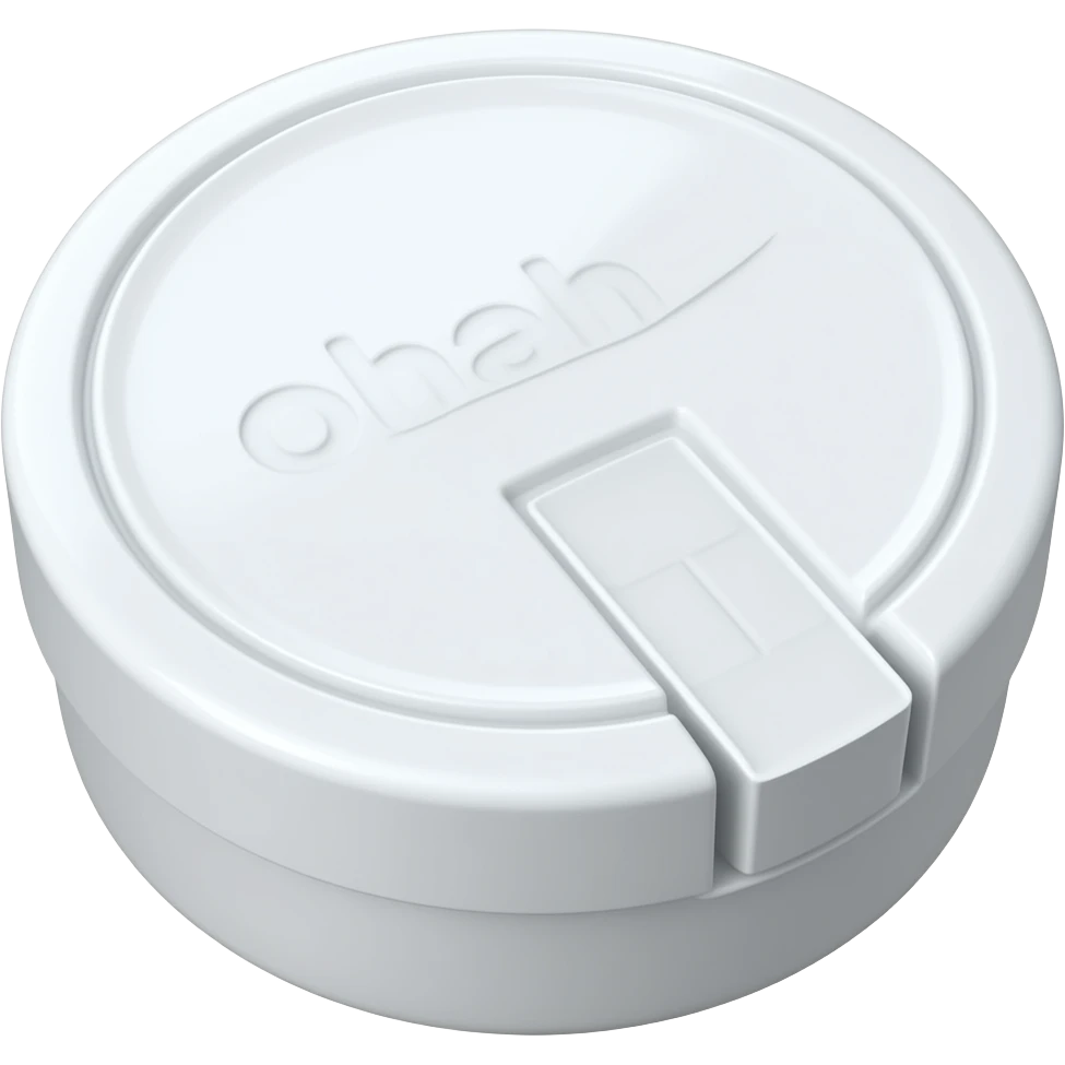 A white snus can made of plastic, viewed from a slightly top-down angle. emoji