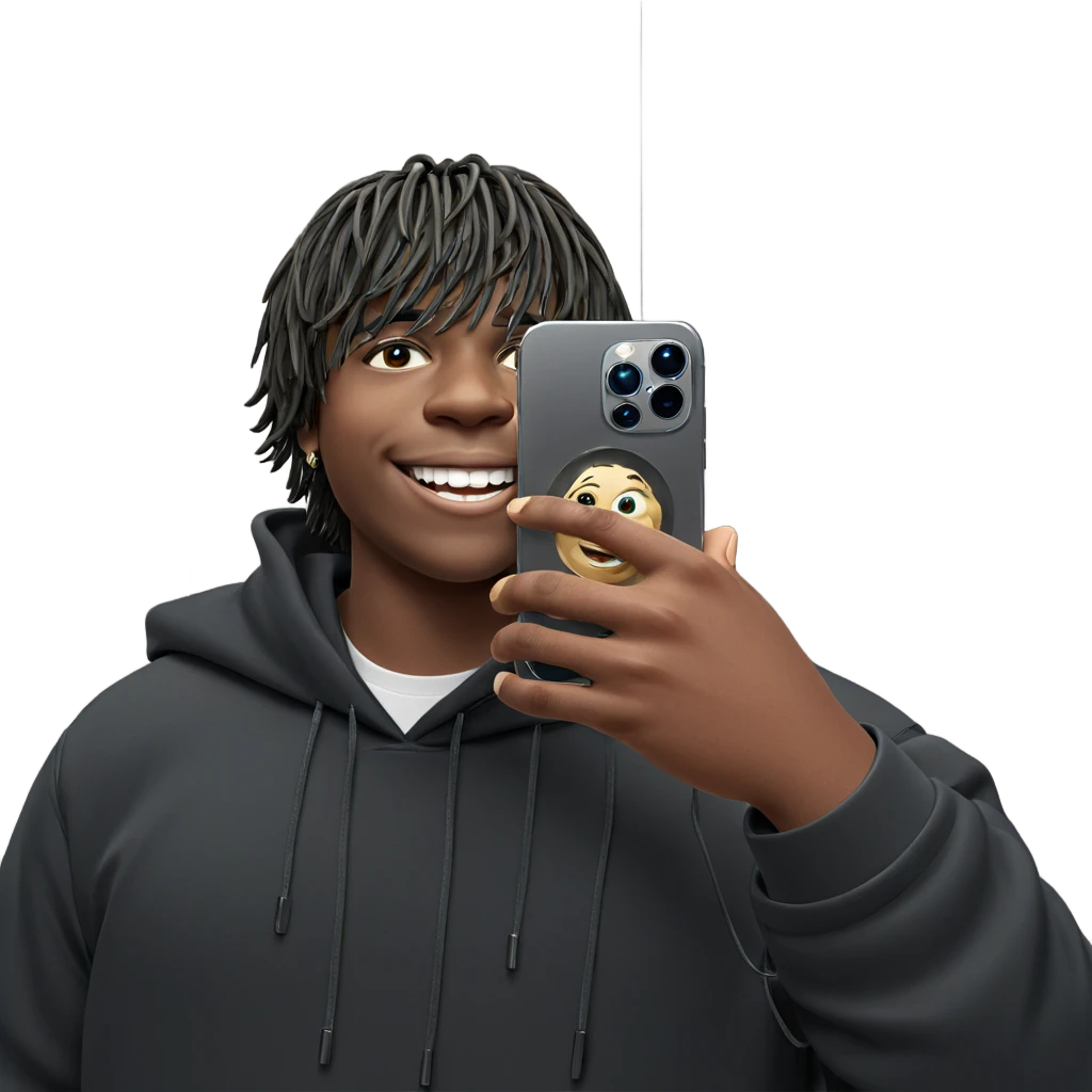 smiling boy with jewelry mirror emoji