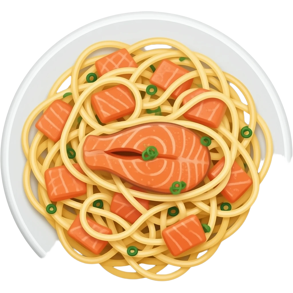 Pasta with a lot of salmon emoji