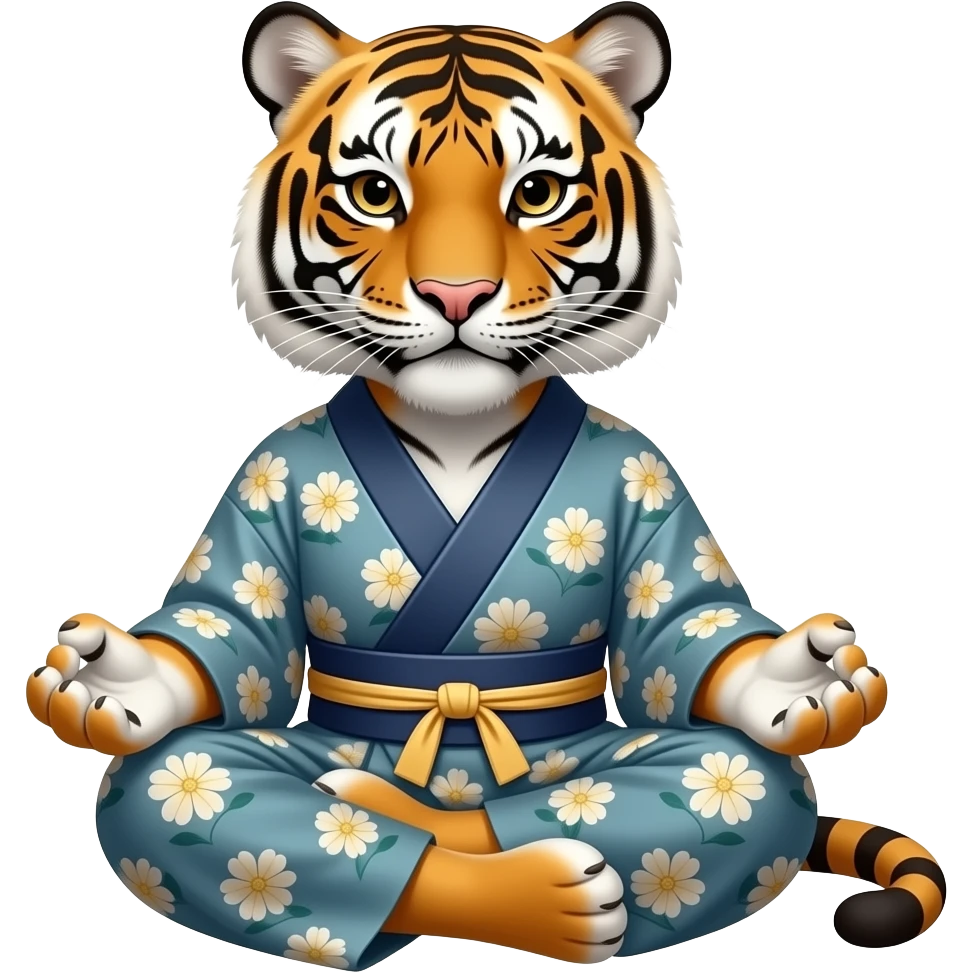 тигр в кімоно медитує emoji