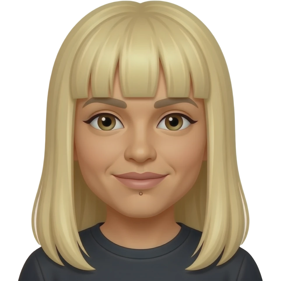 Vice Ganda an artist with long blonde hair with bangs, and a mole in the upper lip on left only one mole. Girly girly emoji