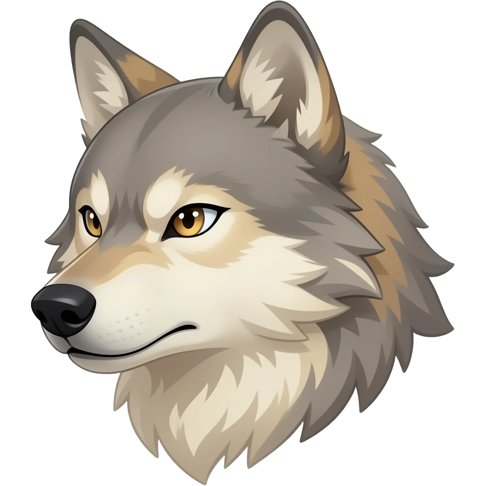 angry face alpha light gray blonde wolf head little bit anime eyes realistic Turn sideways light gray eyes dead stare emoji