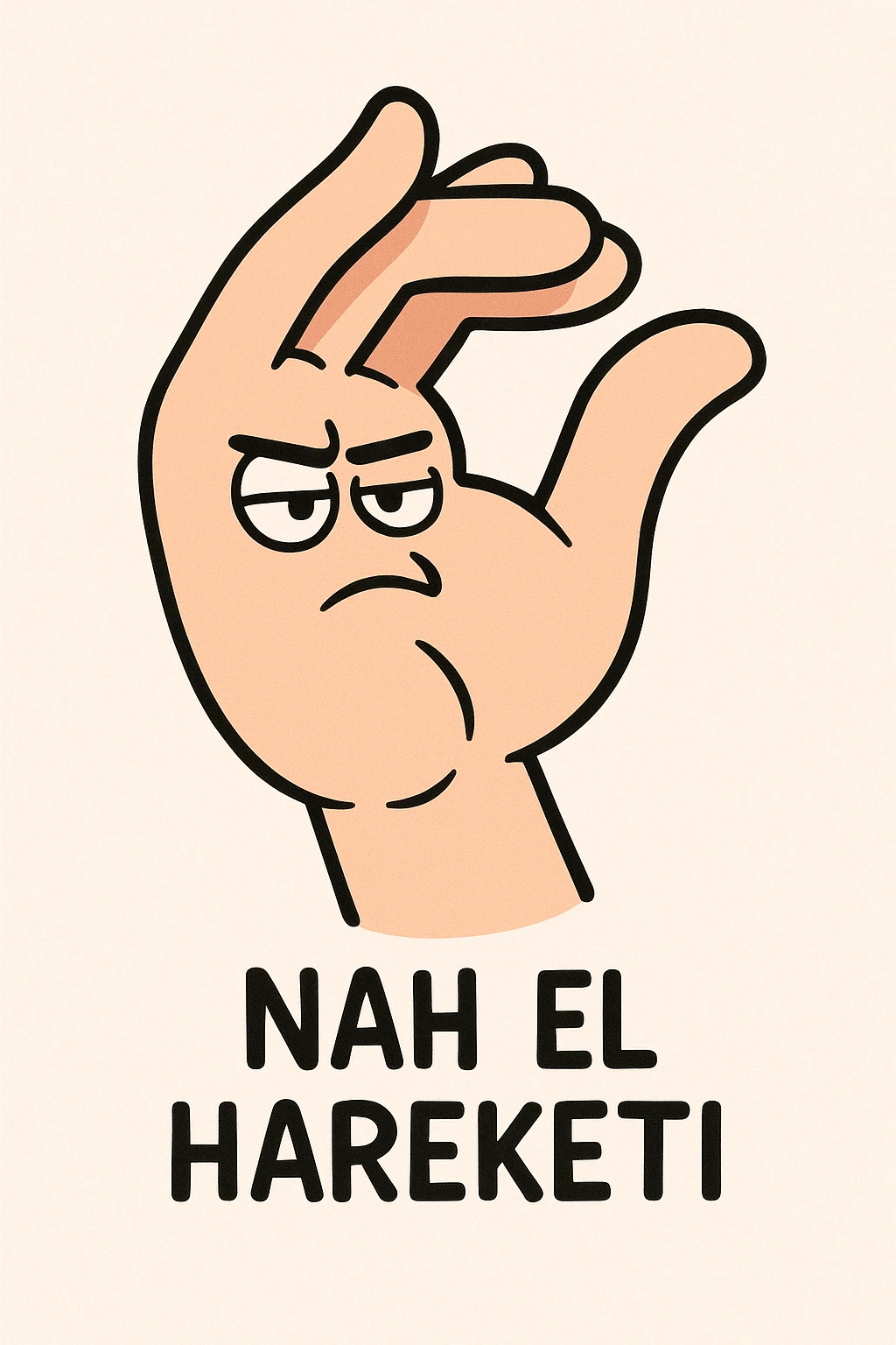 nah el hareketi, cartoon hand, playful, bold lines, white background emoji