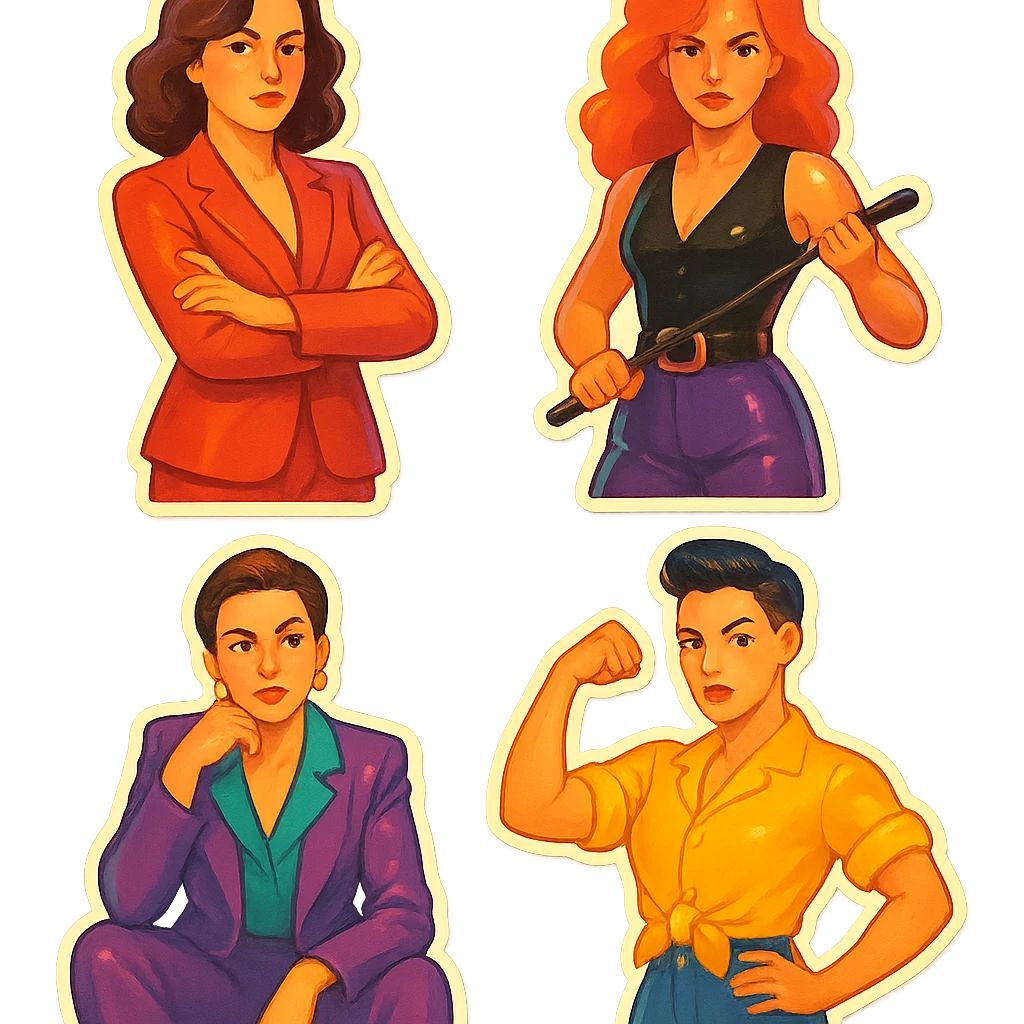 lesbian sticker pack - women who made it for women who love women - bossy dominative style, confident mood emoji
