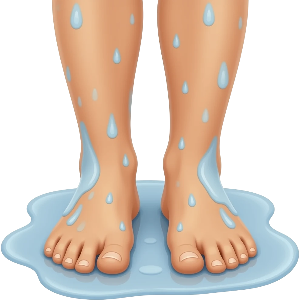 Tanned feet standing in cum puddle ios emoji