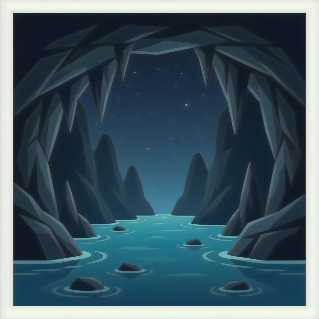 une grotte très sombre il ne doit pas y avoir de l'eau emoji