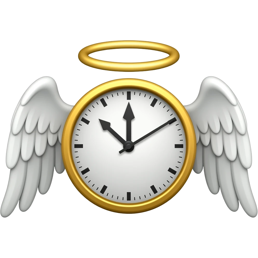 A 'clock with wings and a Halo on its head emoji
