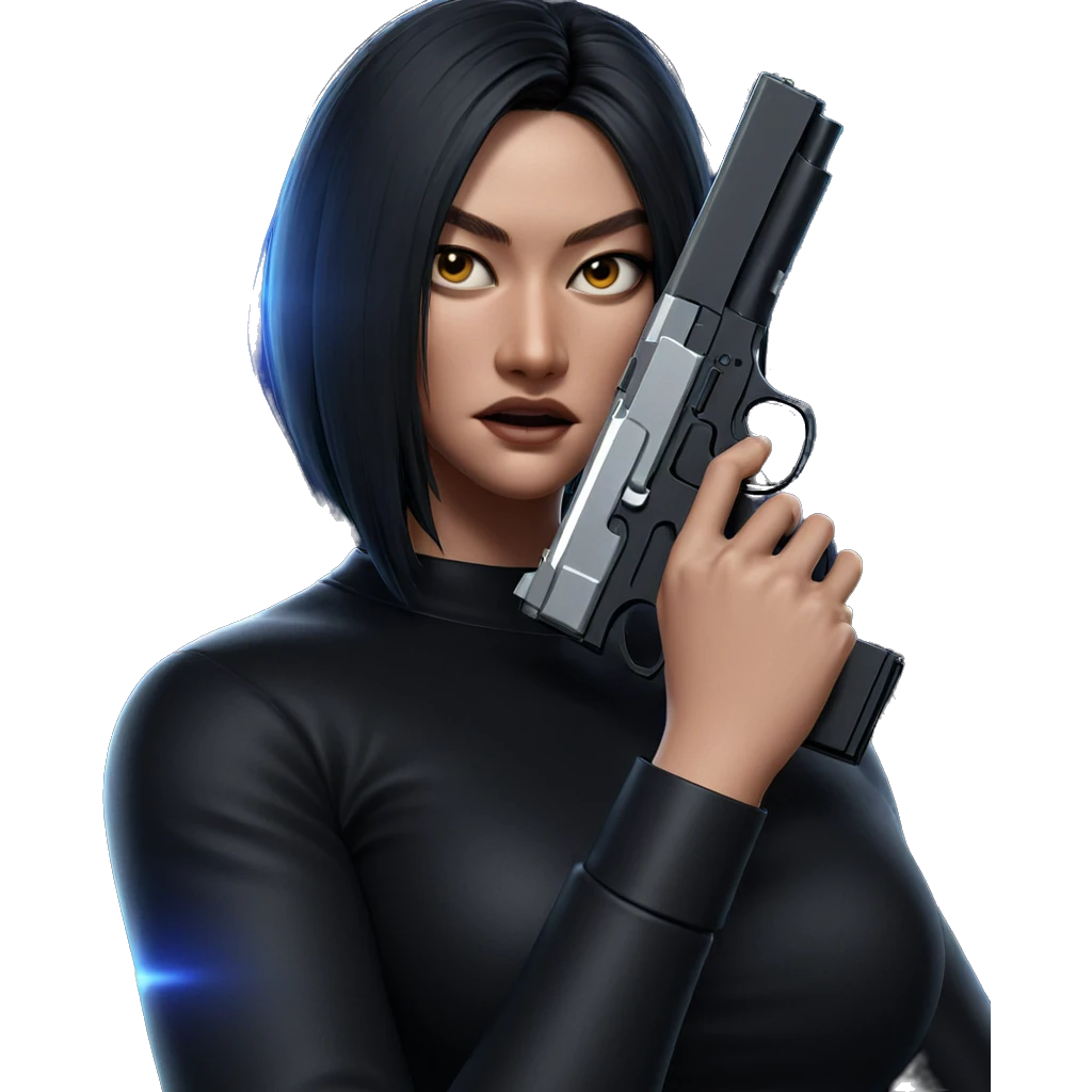 confident girl with handgun emoji