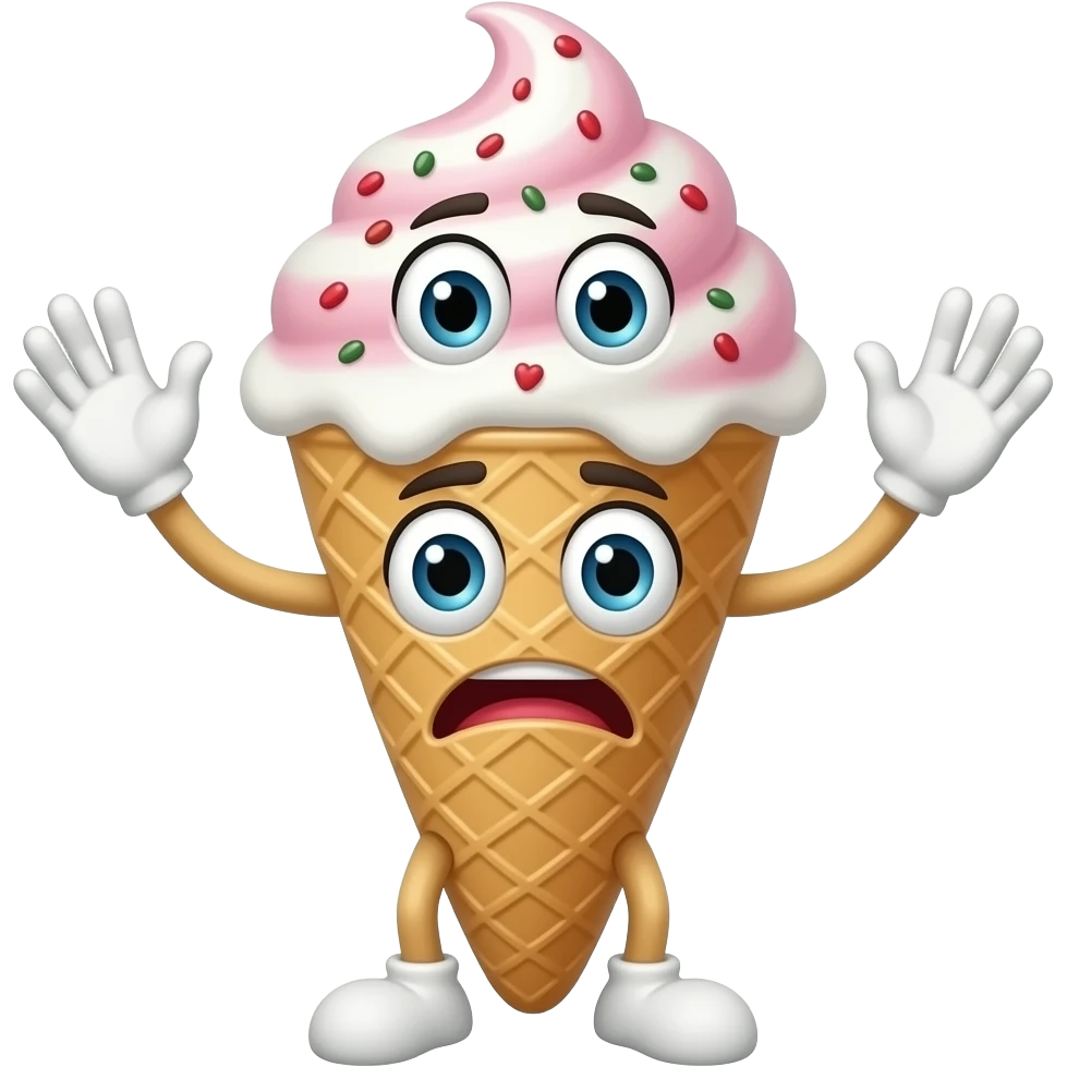 a sunlolly icecream with eyes and arms in doubt hands to the sides emoji
