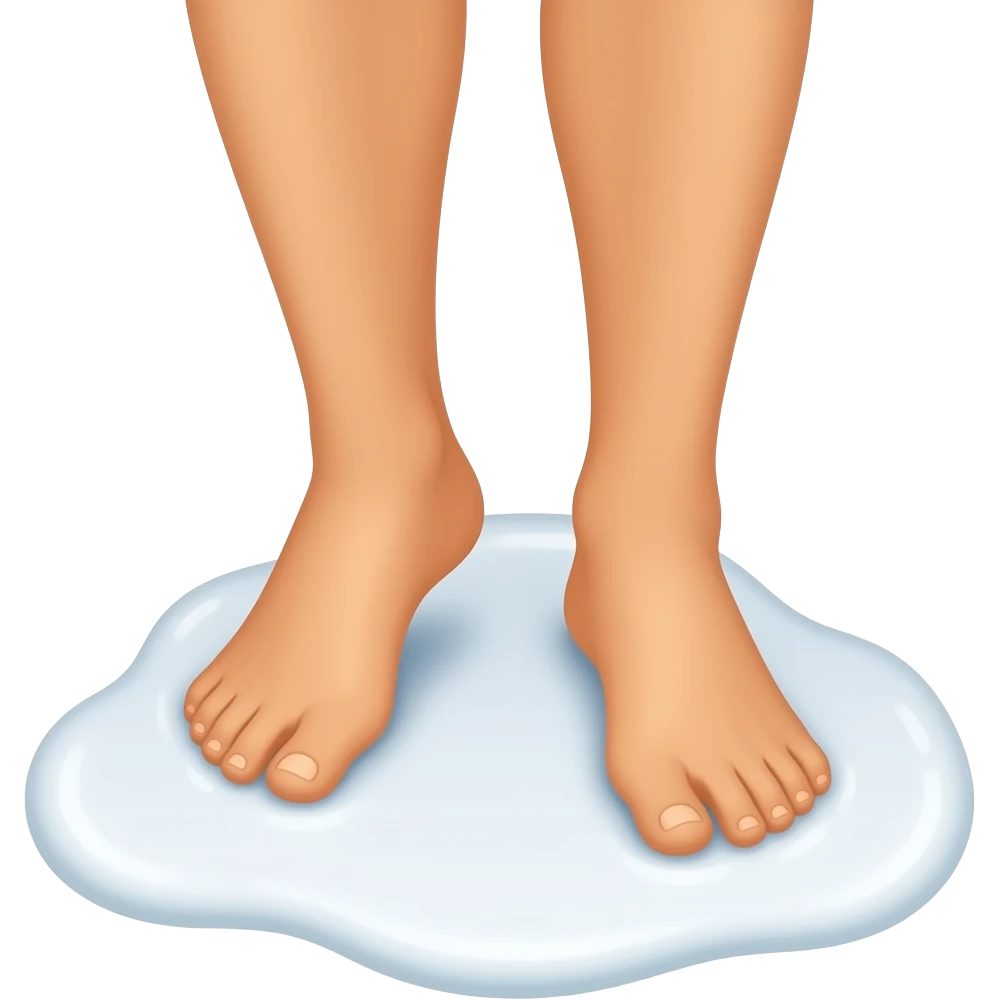 Tanned feet standing in white cum puddle ios emoji