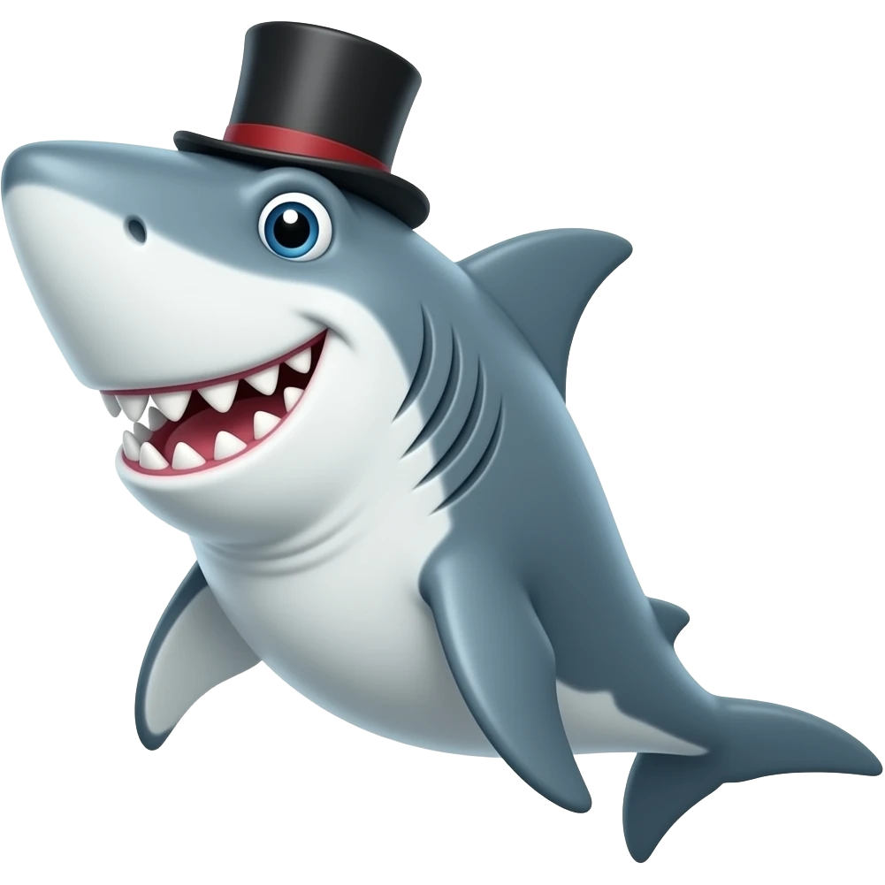 Shark with a top hat emoji