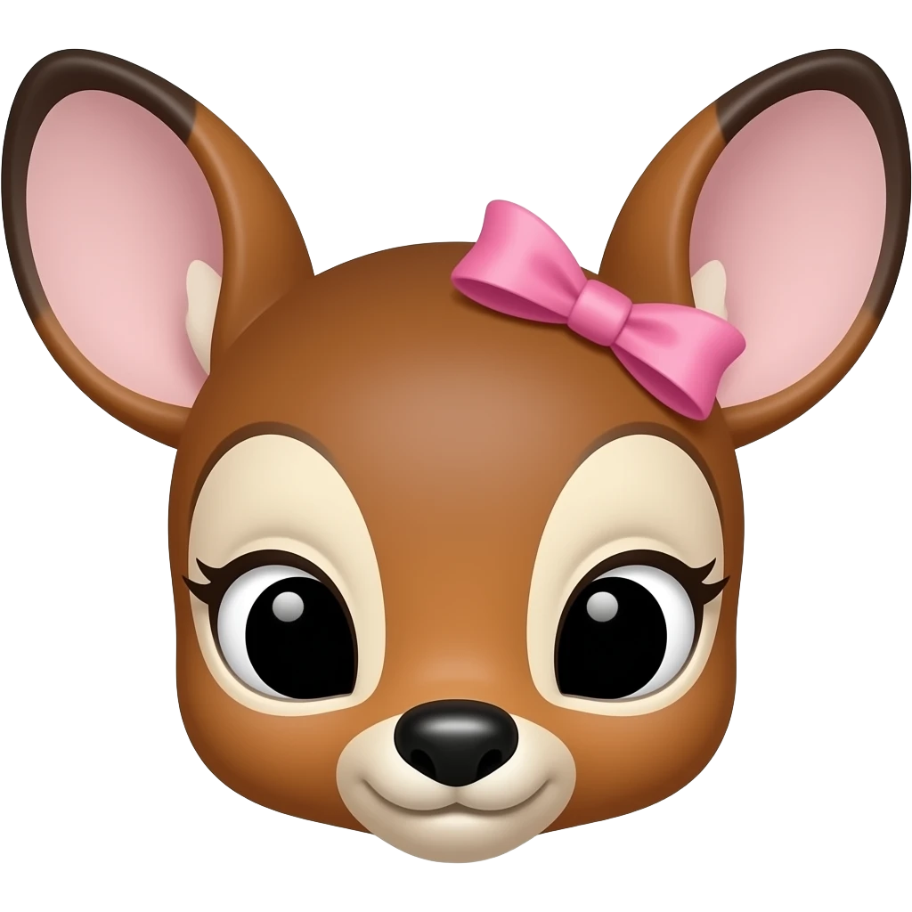 A girly bambi face add a little bit pink material like clips or ribbon emoji