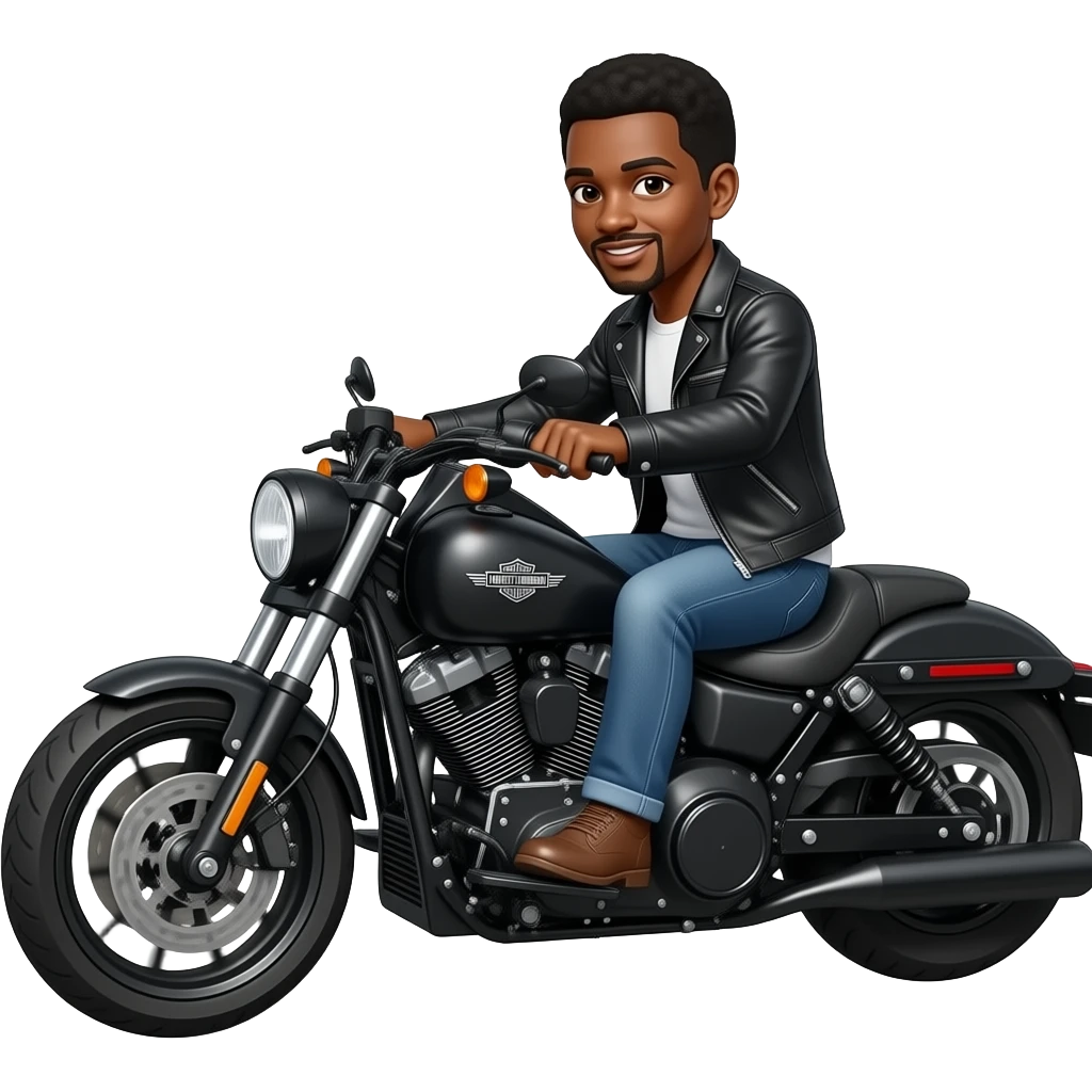 Black guy on 2024 Harley-Davidson Street glide emoji