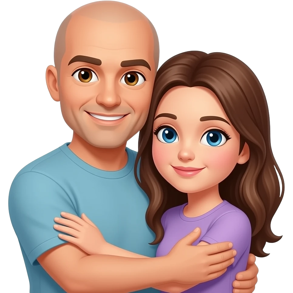 What's a tan male with brown eyes, bald head hug in this girl emoji