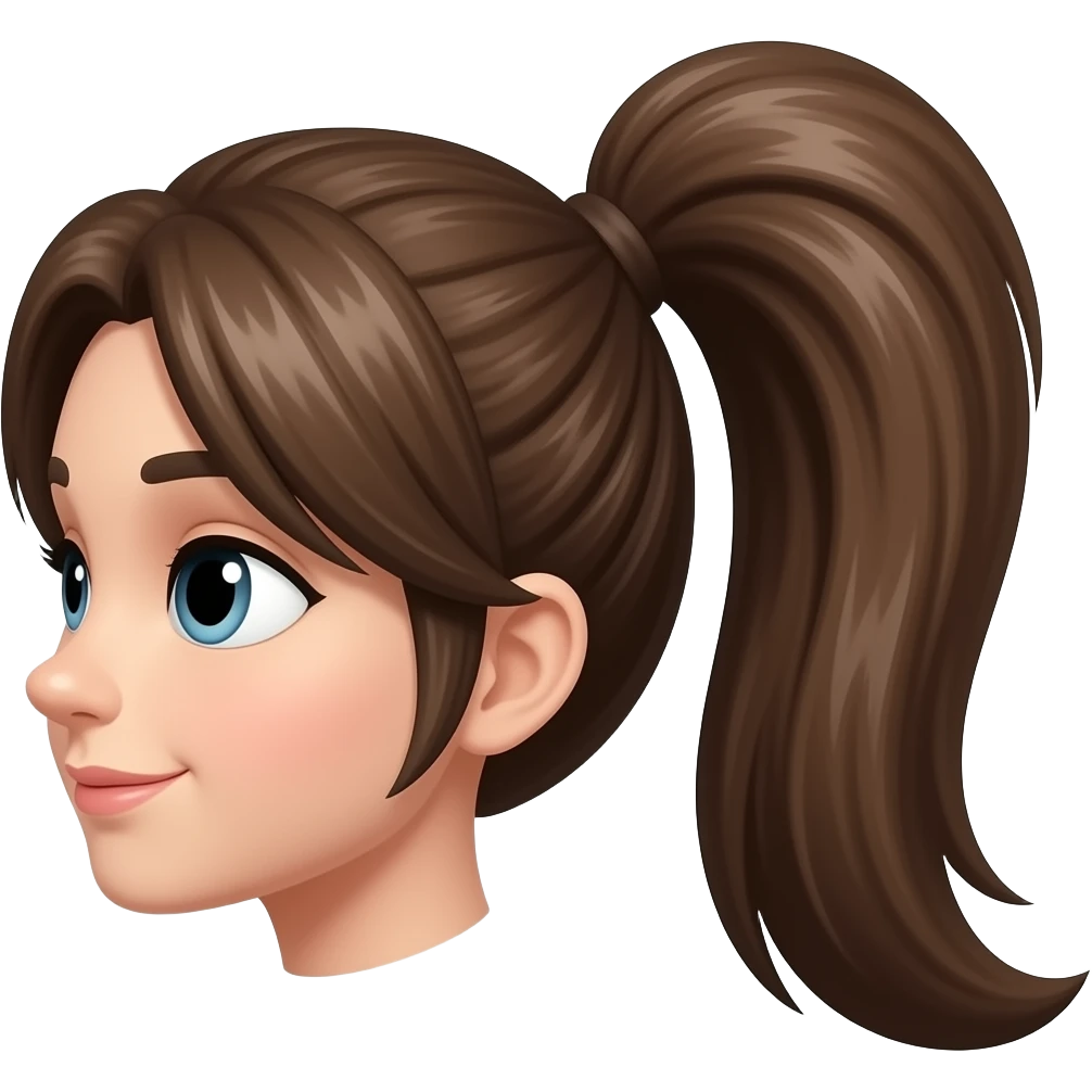 Brown pony tail emoji