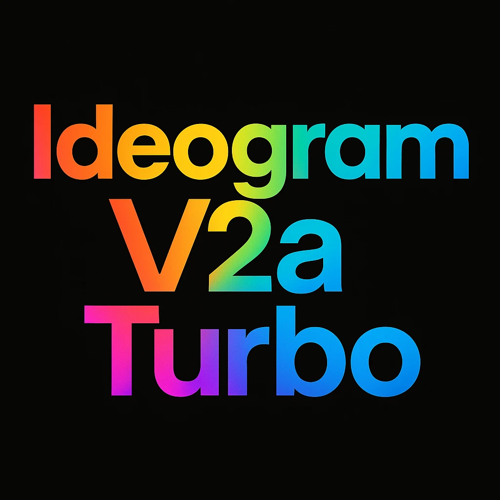 make a colorful text of "Ideogram V2a Turbo", black background emoji
