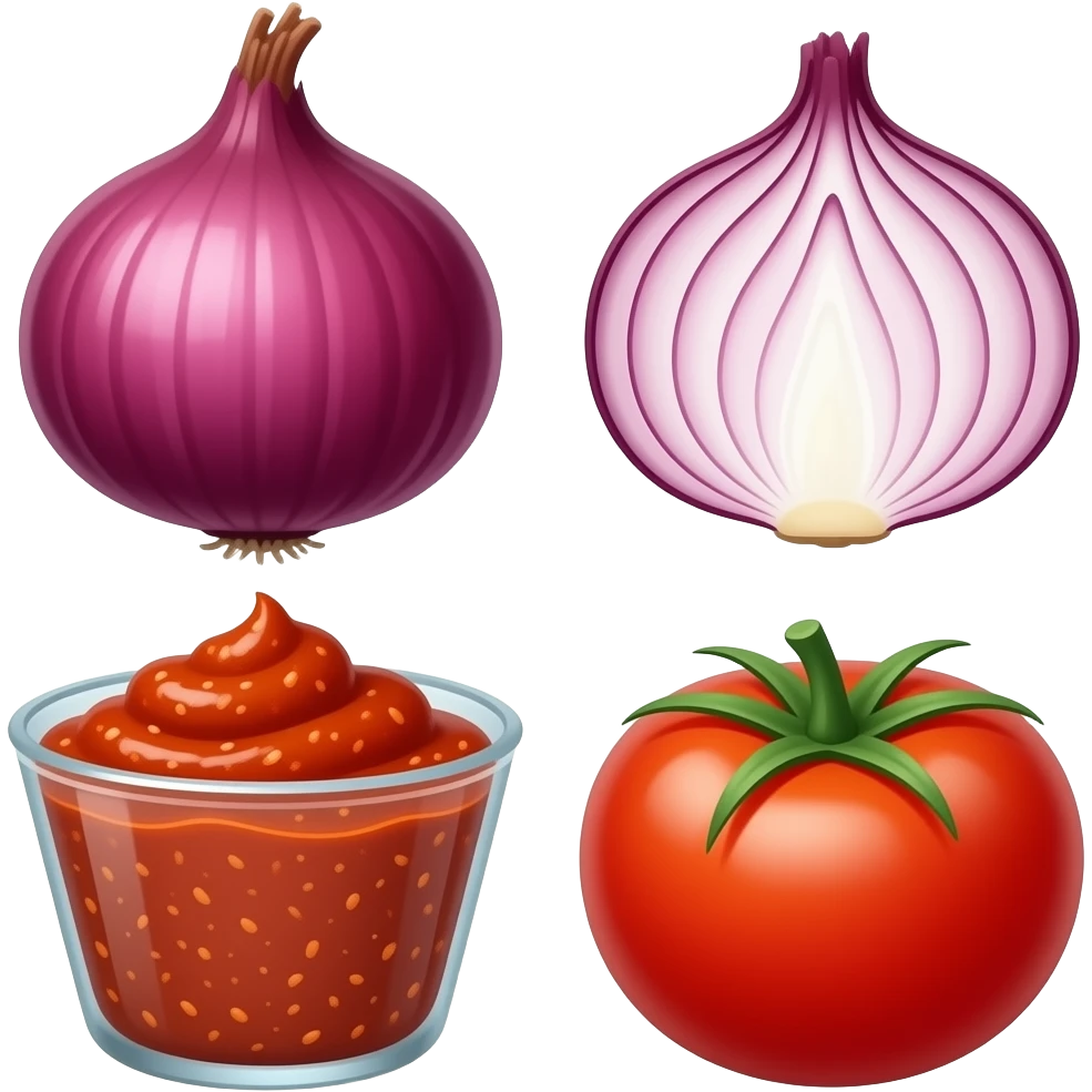 generates the emoji of chili paste, onion and tomato. emoji