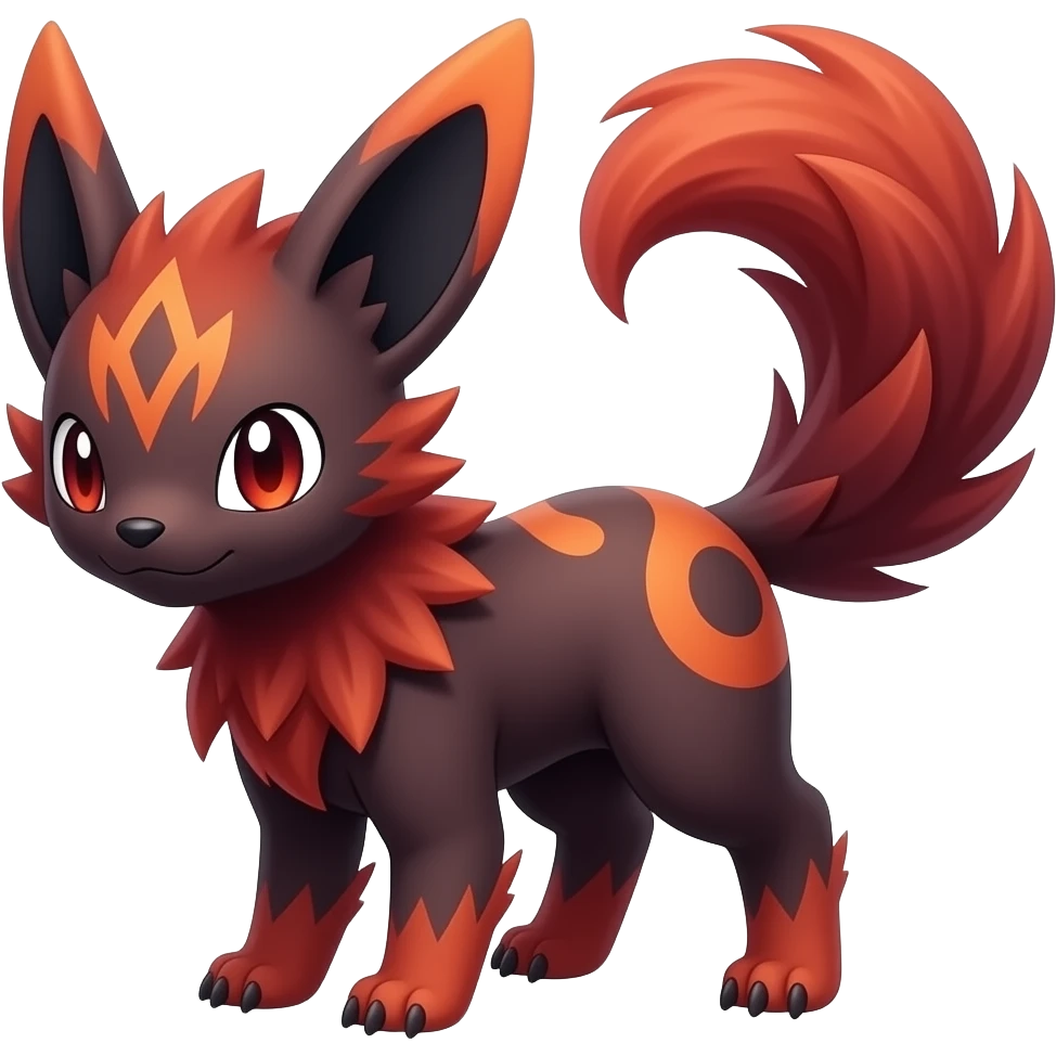 Gothic reddish Dark bright warm-gradient edgy exotic painted Fakémon-Pokémon-Trico-Vernid-creature emoji