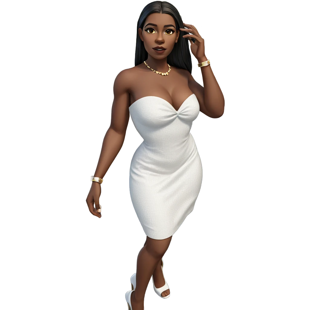 dark-skinned girl in white dress emoji