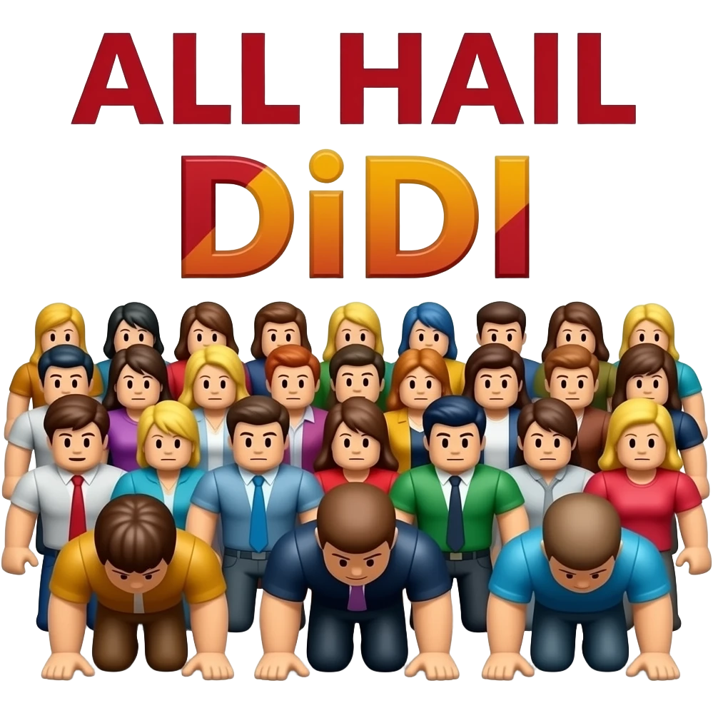 CROWD OF Roblox BOWING ON THIER KNEES with the text ALL HAIL DiDI logo emoji