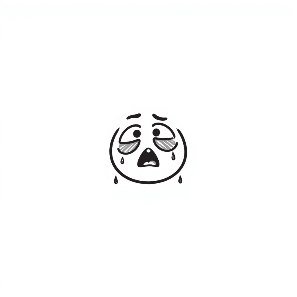 crying face, hand drawn doodle style emoji