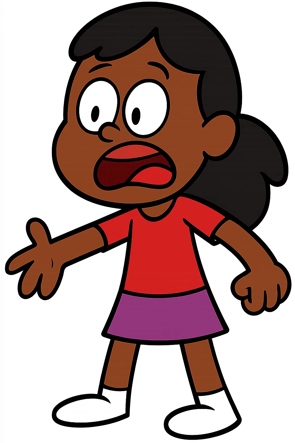 dark skin girl with black hair, cartoon style, no background emoji