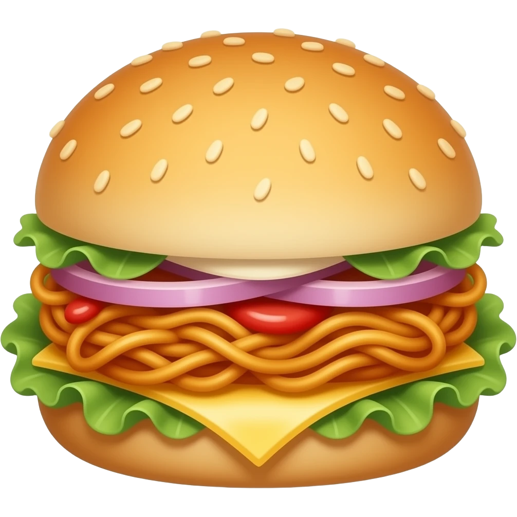 ein sandwich mit scharfen nudeln drinne emoji