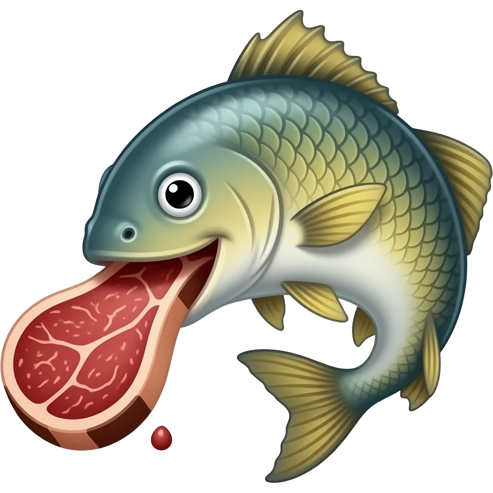 fish eating a steak emoji