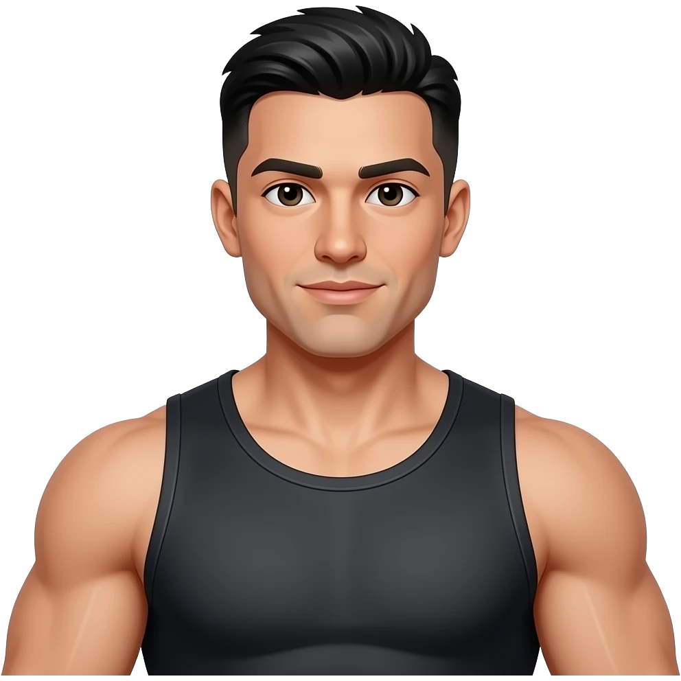 Homme musclé cheveux noir court emoji