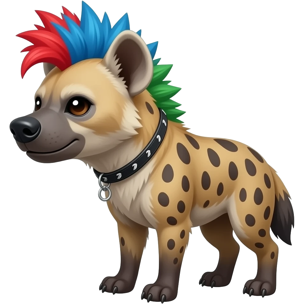 hyène punk cheveux rouge bleu vert emoji