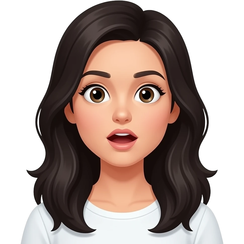 놀라는 까만 머리 여자 이모지 emoji