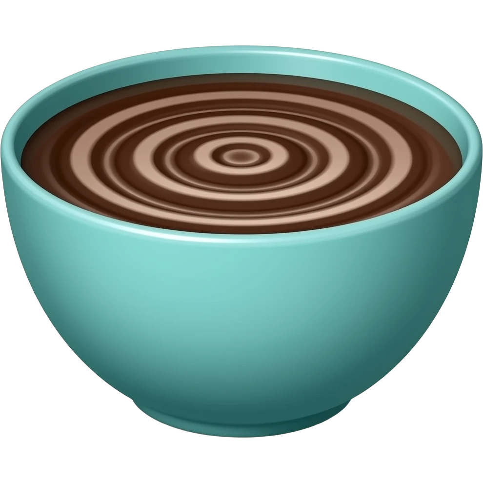 super realistic teal bowl with chocolate circles emoji