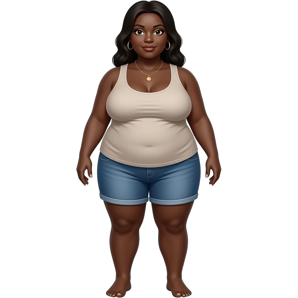 Fat girl with very large breasts and jet black colored skin picture from head to foot emoji