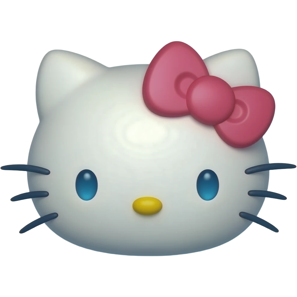 hello kitty face 3d blue shadow emoji
