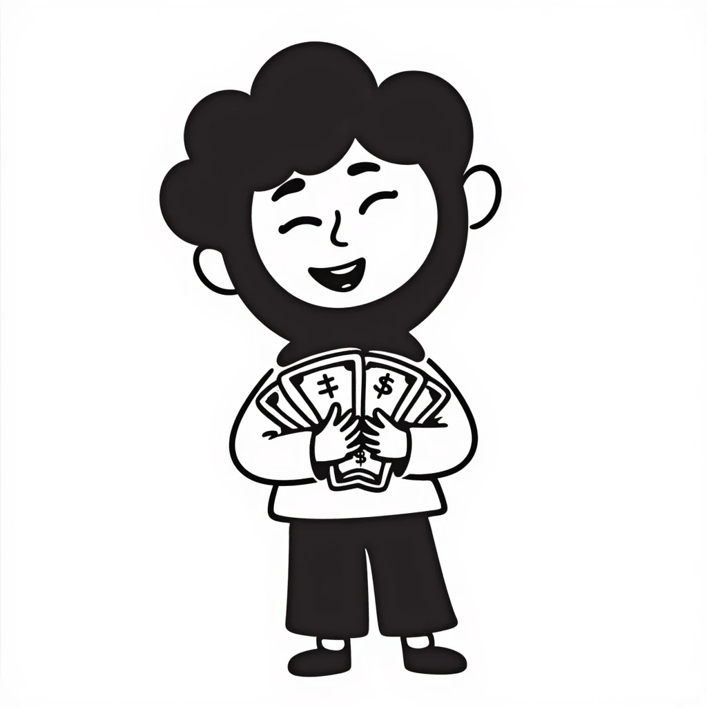 A boy in a balaclava with money emoji
