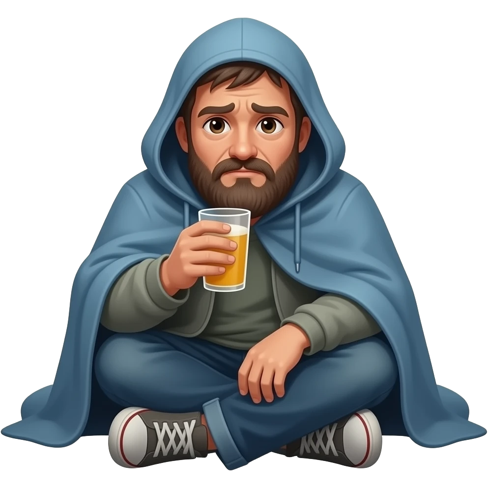 homless guy drinking on ground emoji
