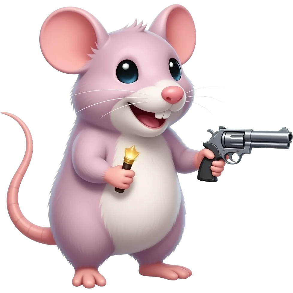 pink rat with a gun emoji