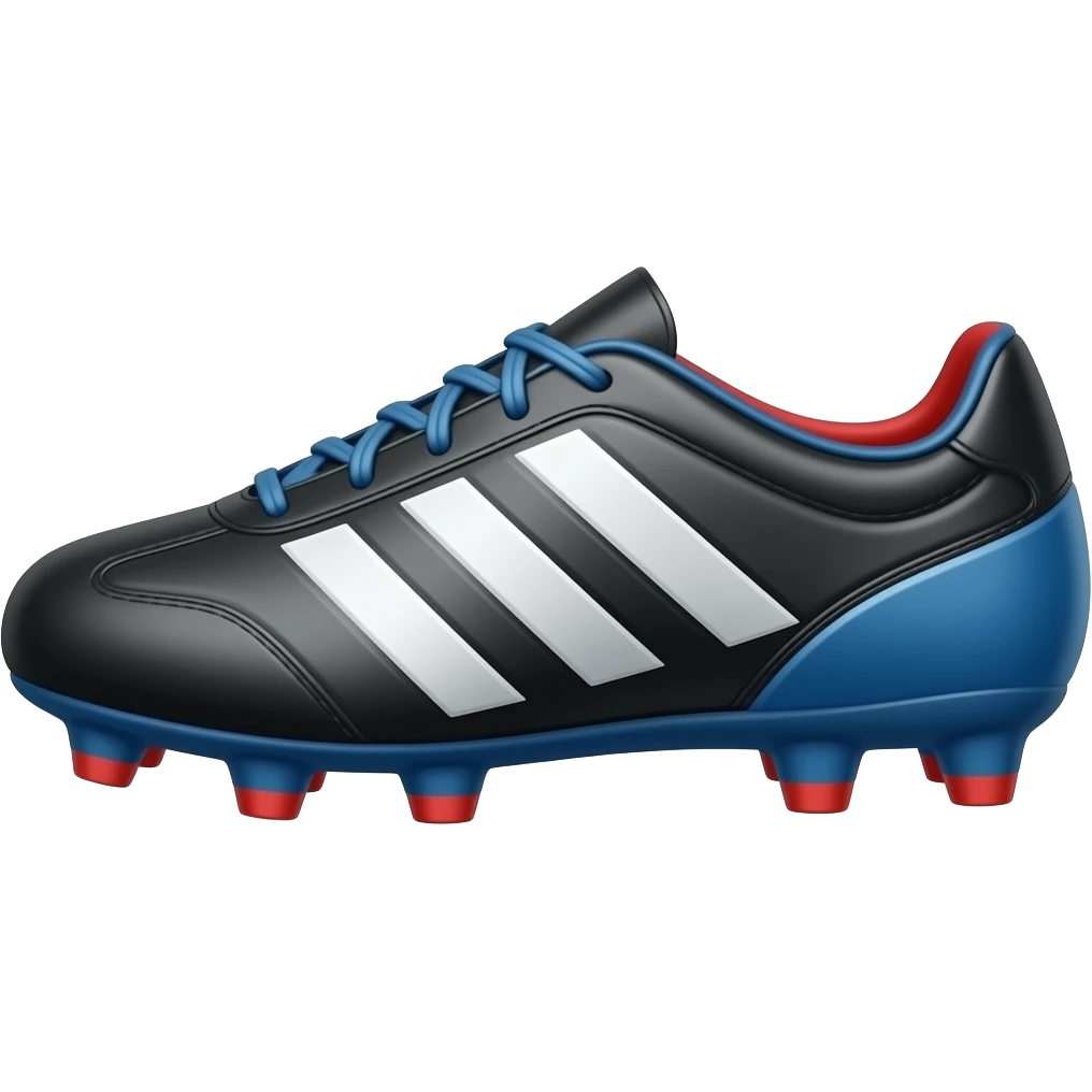 Crampons de foot bleu et rouge addidas que une chaussure sur le côté emoji