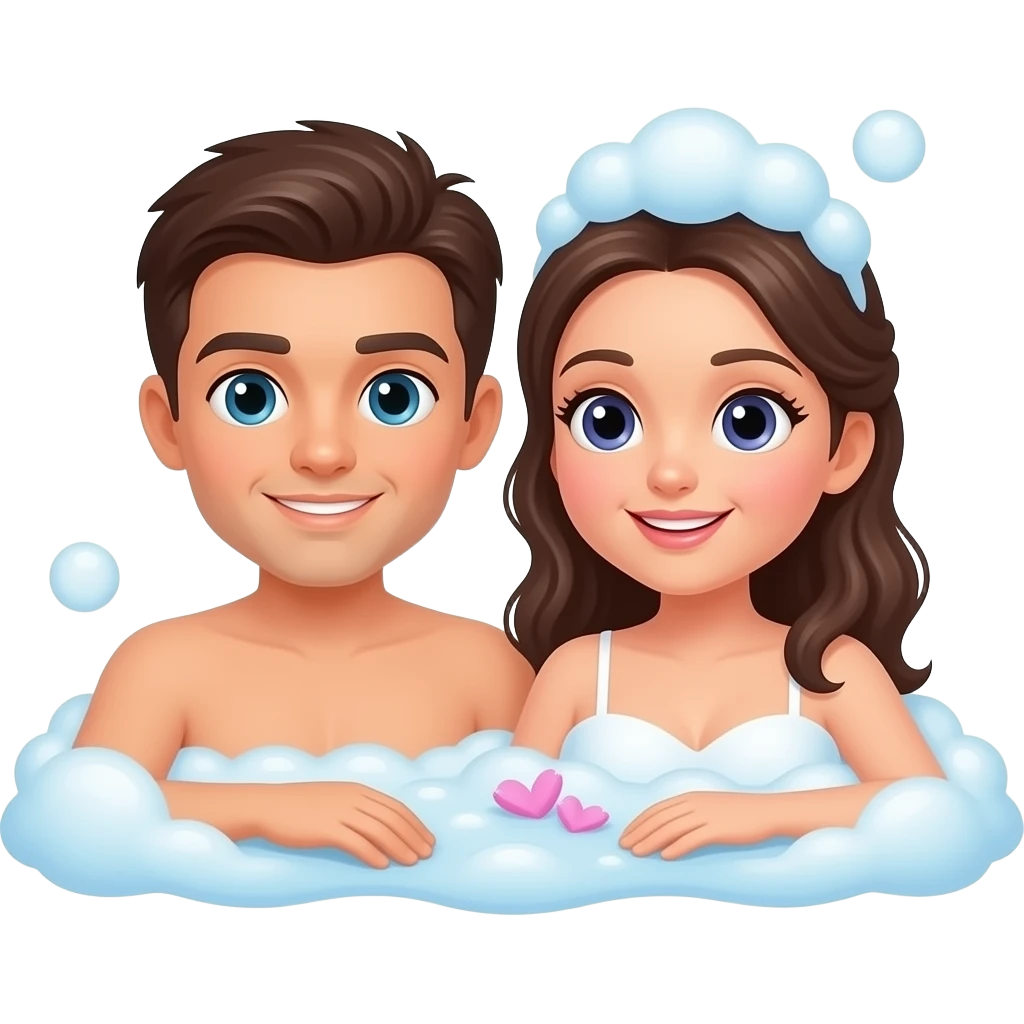 bubblebath romantic couple lying emoji