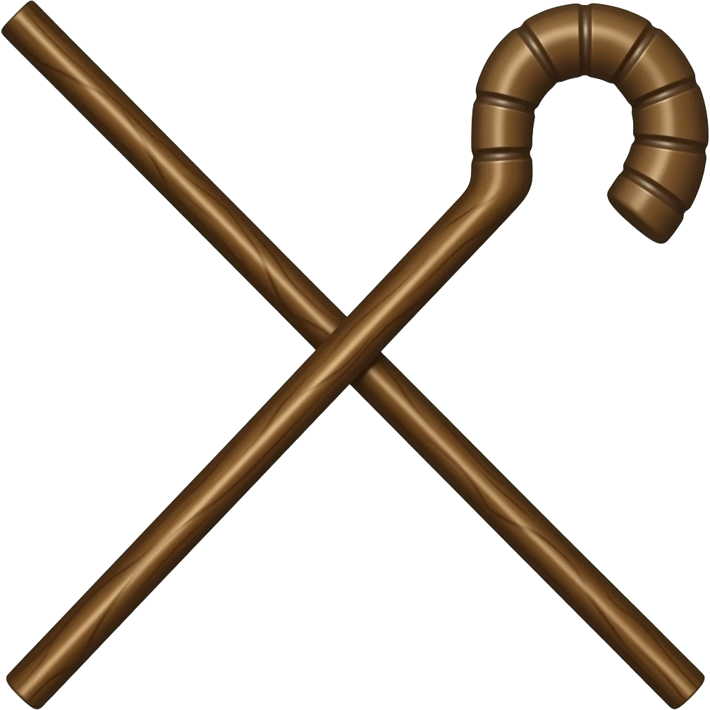 brown walking stick with handle emoji