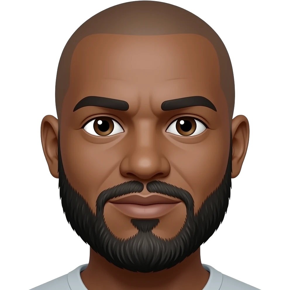 55 year old black male bearded and bald headed emoji