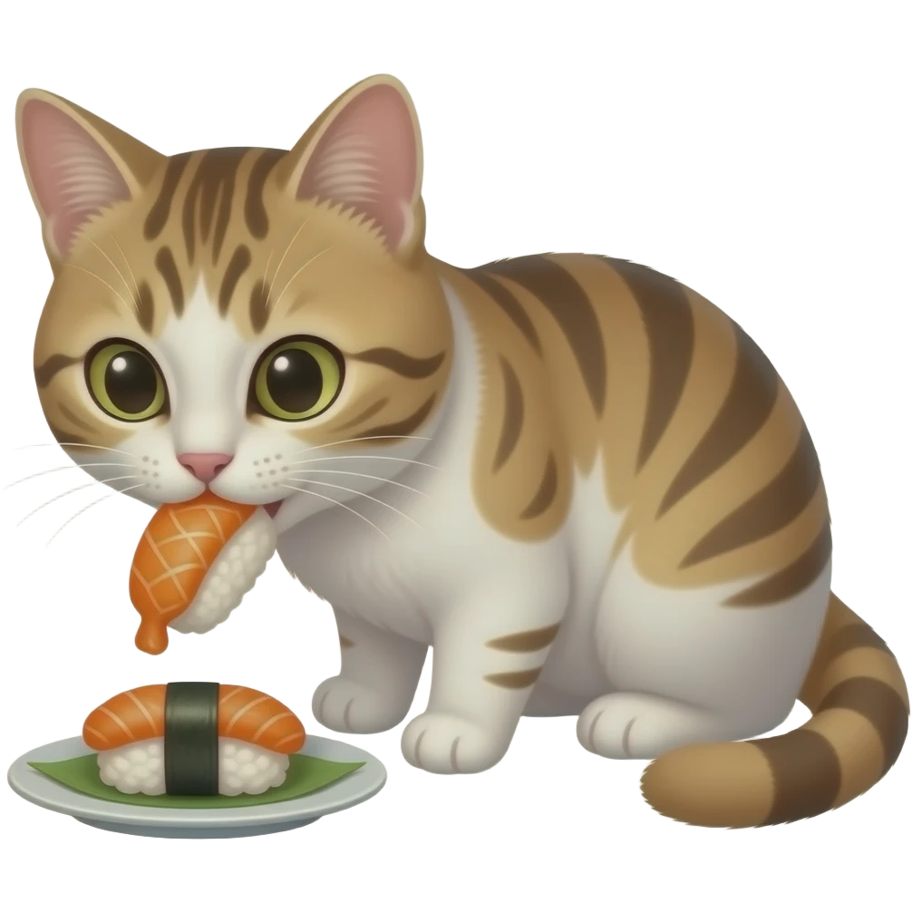 a cat eating sushi in texas emoji