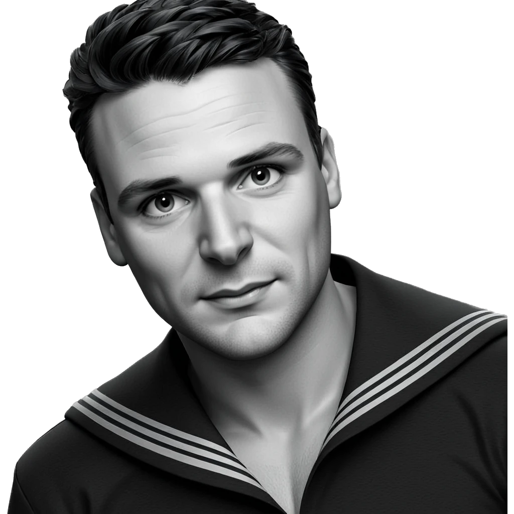 sailor boy portrait in greyscale emoji