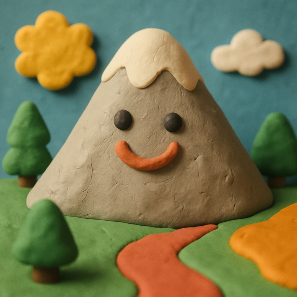 mountain, 3D claymation style, soft and playful emoji