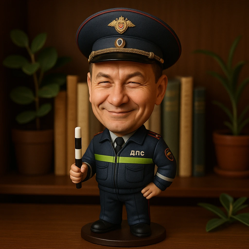 Российский сотрудник ДПС с хитрым прищуром emoji