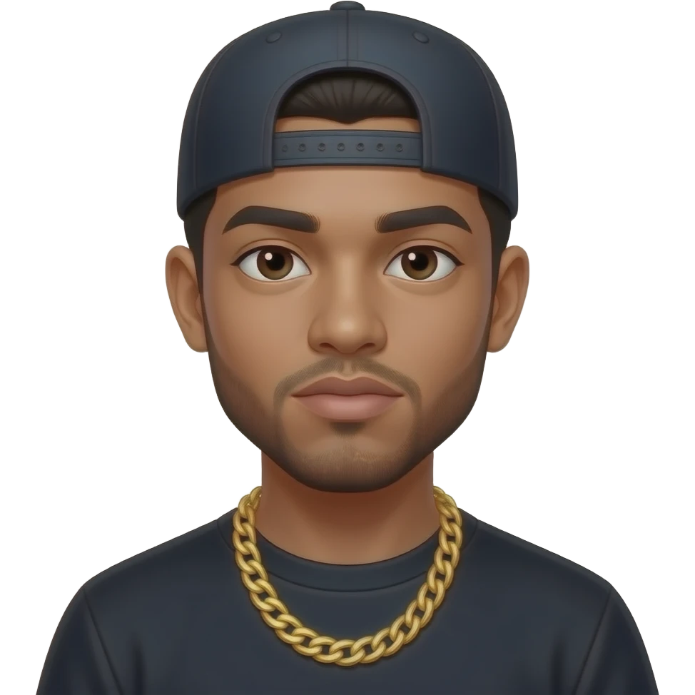 asian rapper  wearing a cap and gold chain necklace emoji