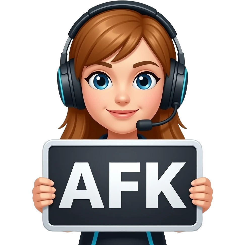 Female gamer holding an afk sign emoji
