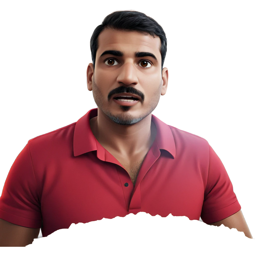 male portrait in red shirt emoji